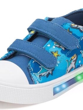 Funko Blue Shark Light-Up Kids Sneakers with Velcro NWT